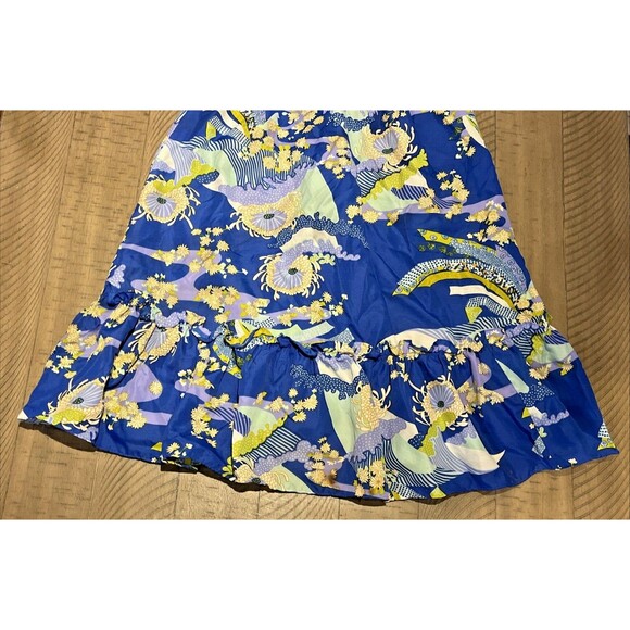 Vintage Pomare Hawaii Dress Ruffle Floral Size Medium Blue Retro Summer Tropical - Picture 3 of 6